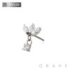 IMPLANT GRADE TITANIUM THREADLESS PUSH IN TRIPLE MARQUISE FAN ROUND BEZEL DANGLE CZ TOP PART